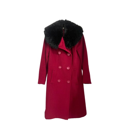 Red Perry Ellis Fur Coat - Picture 1 of 9